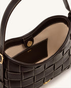 Nadine Dachshund Woven Hobo Bag - Dark Brown