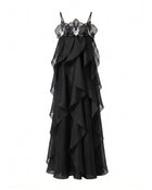 Orchid Embroidered Organza Maxi Dress - Black