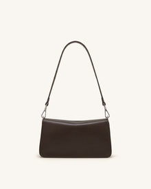 Amelie Front-Pocket Flap Shoulder Bag - Chocolate Brown