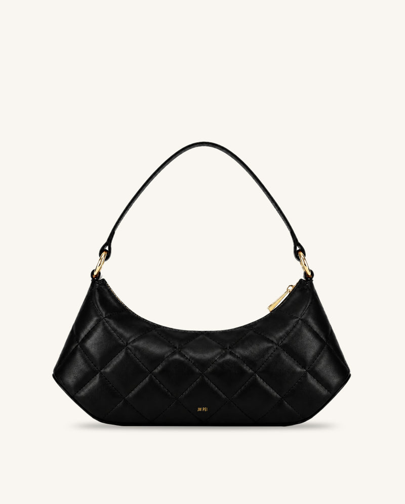 Lily Quilted Shoulder Bag - Black