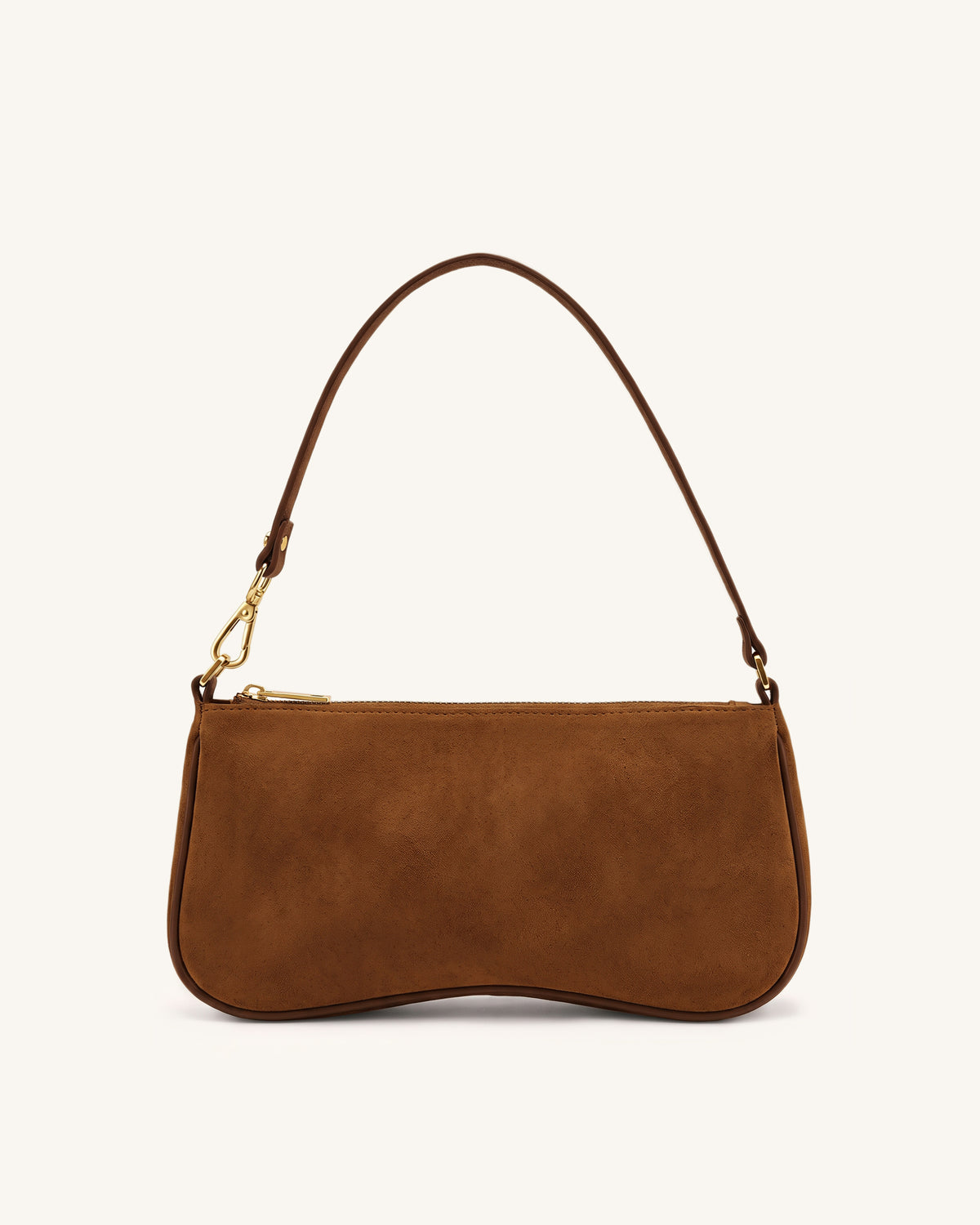 Eva Faux Suede Shoulder Handbag - Warm Brown