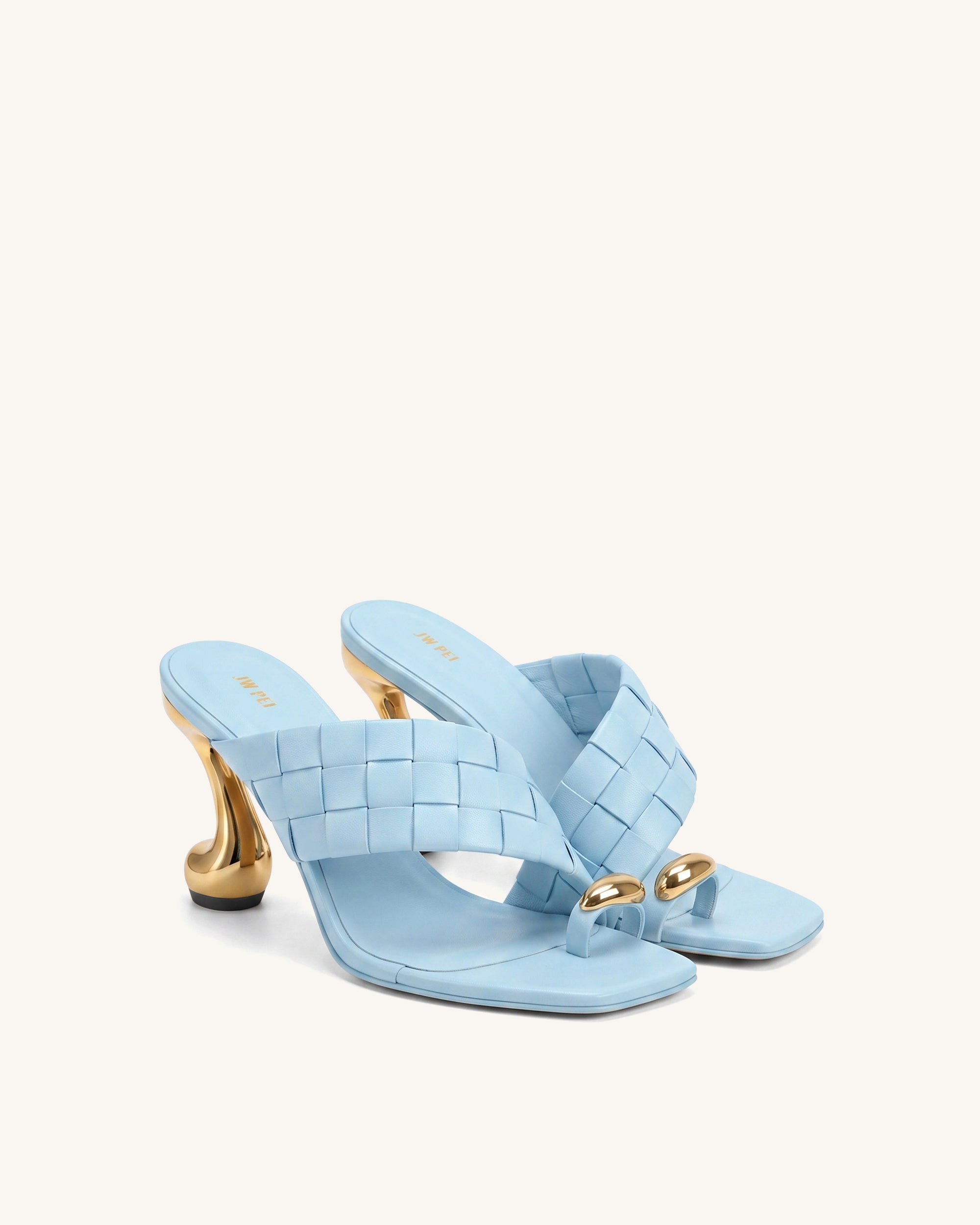 Noemi Square-Toe Woven Hardware Mules - Blue