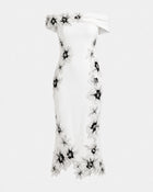 Flower Embroidered Off Shoulder Midi Dress - White