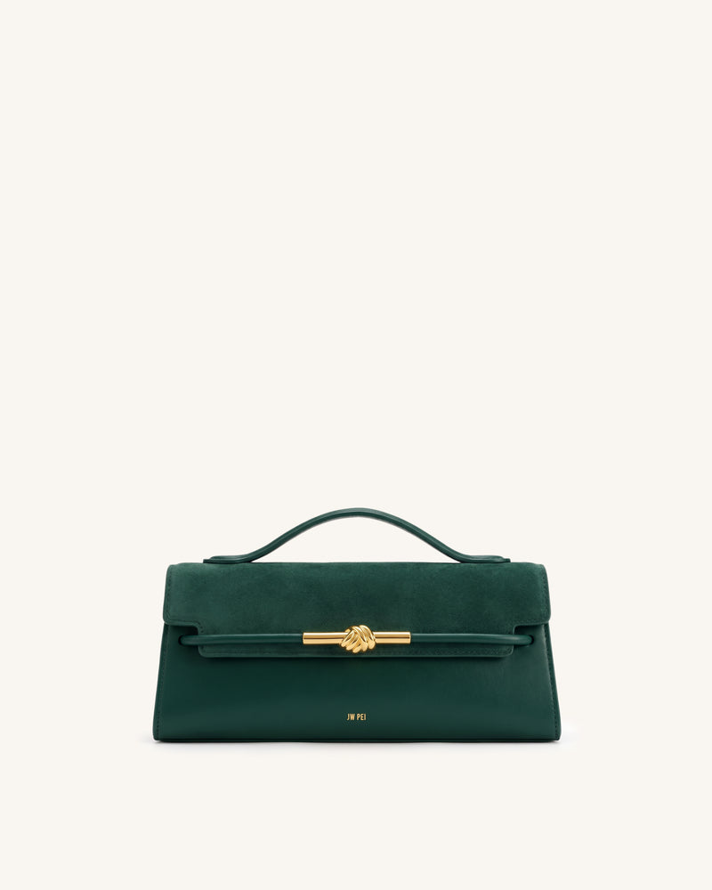 Lena Faux Suede Metal Rope Knot Top Handle Bag - Forest Green