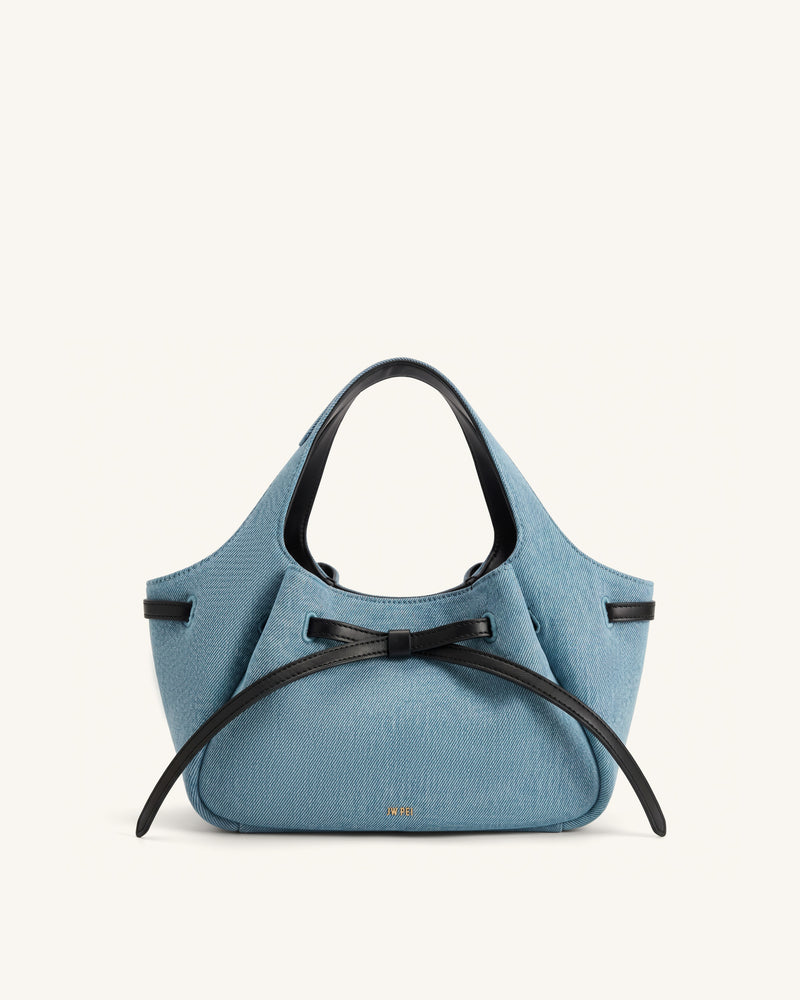 Mabel Soft Bow Tote Bag - Light Blue Denim