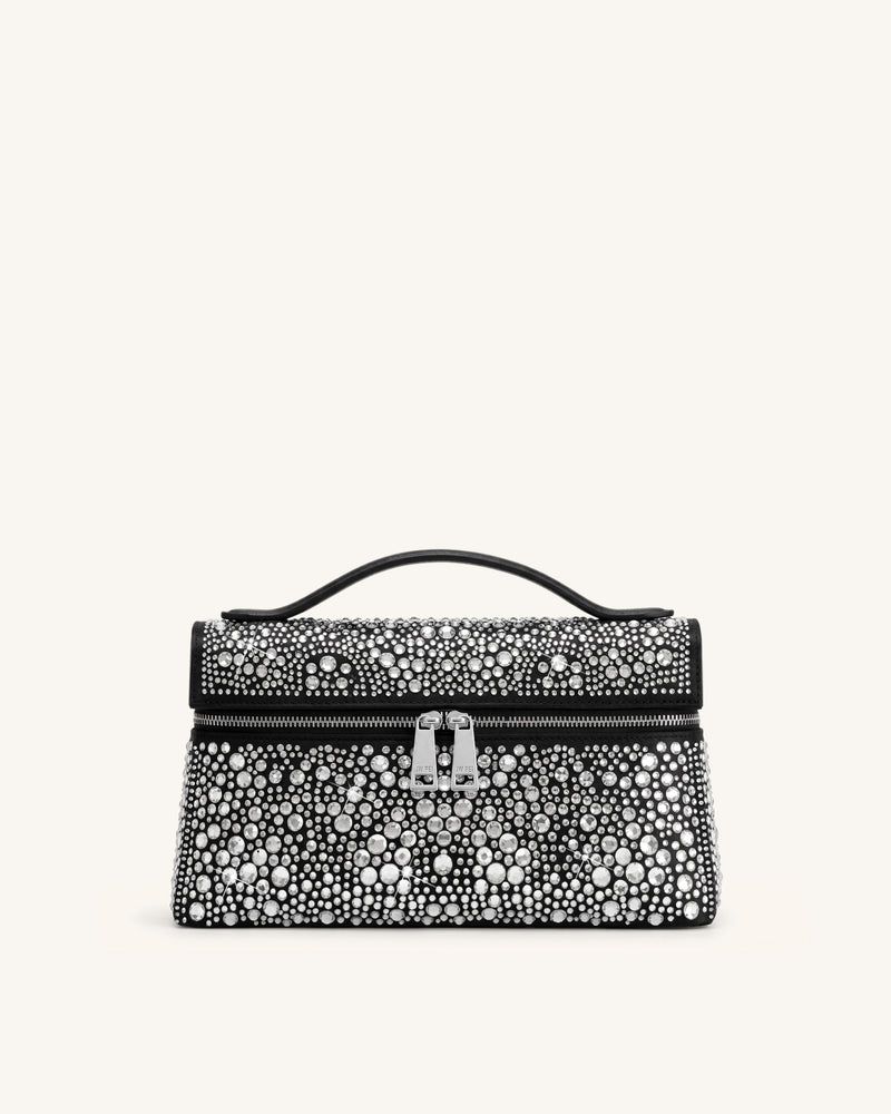 Thea Artificial Crystal Top Handle Bag - Charcoal Black