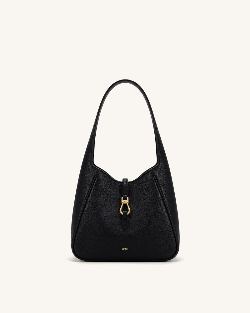Bruna Pebbled Hobo Bag - Black