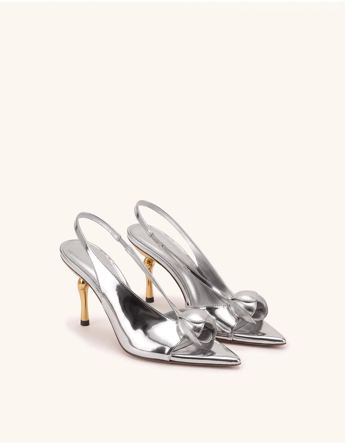 Amara Metallic 3D Tulip Slingback Heels - Silver