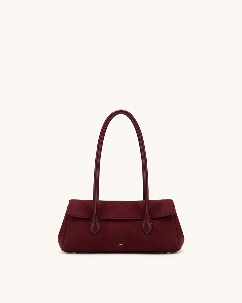 Solenne Faux Suede East-West Shoulder Bag - Claret