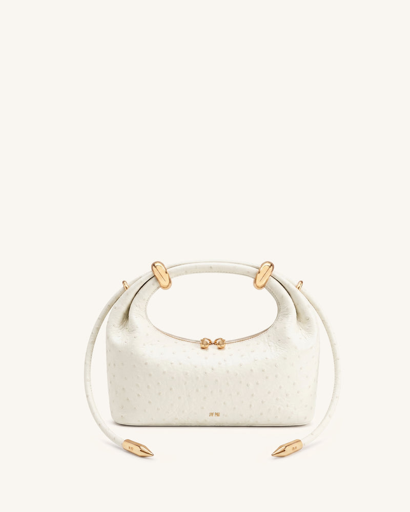 Ellie Metal Ring Embellished Top Handle Bag - Off White