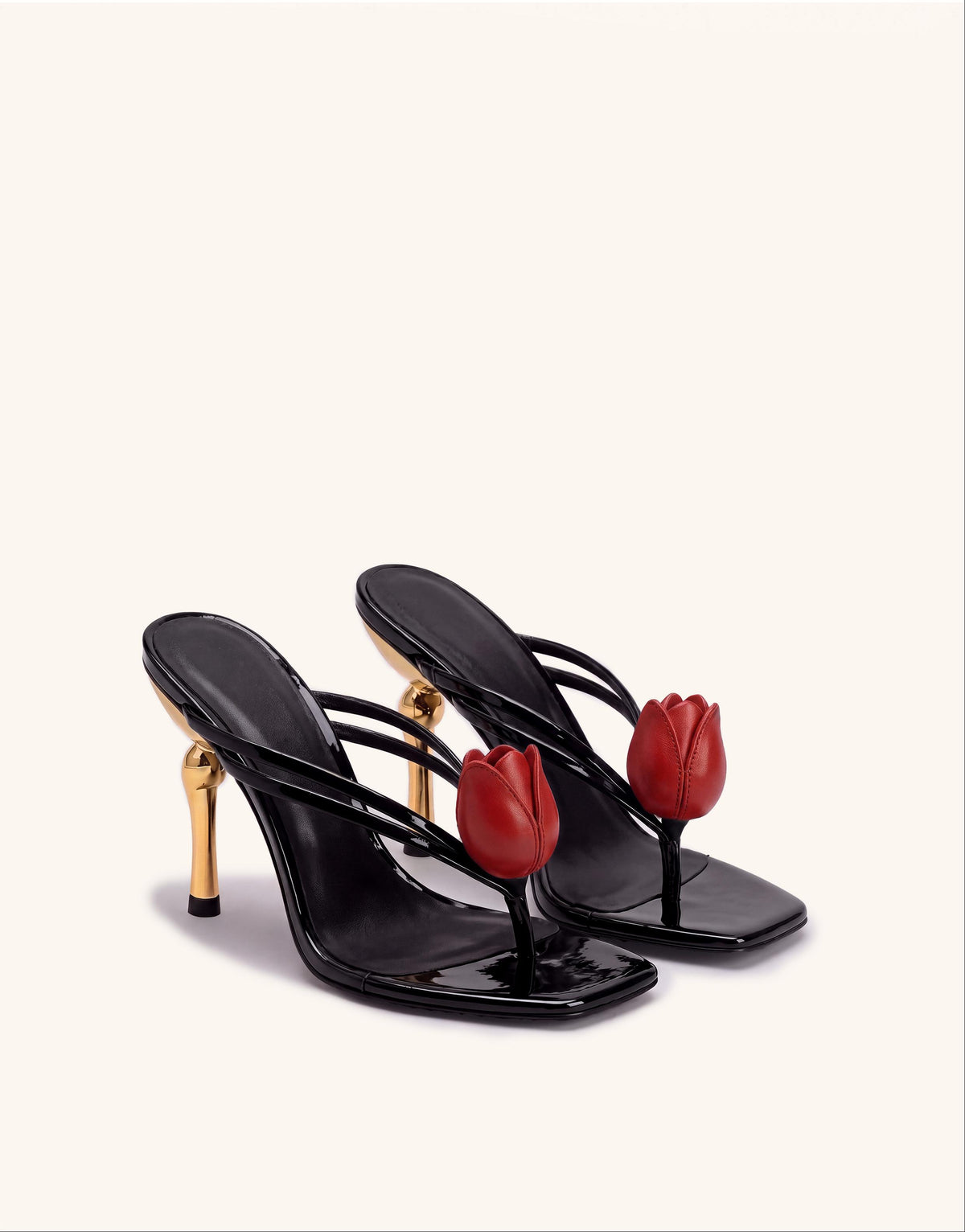 Amara 3D Tulip Heeled Sandals - Black