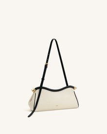 Naomi Curved Shoulder Bag - Black Canvas