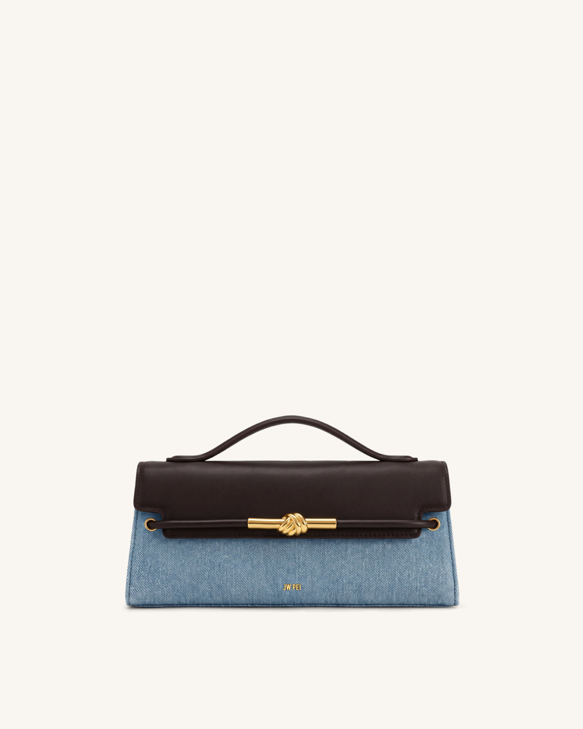 Lena Metal Rope Knot Top Handle Bag - Light Blue Denim