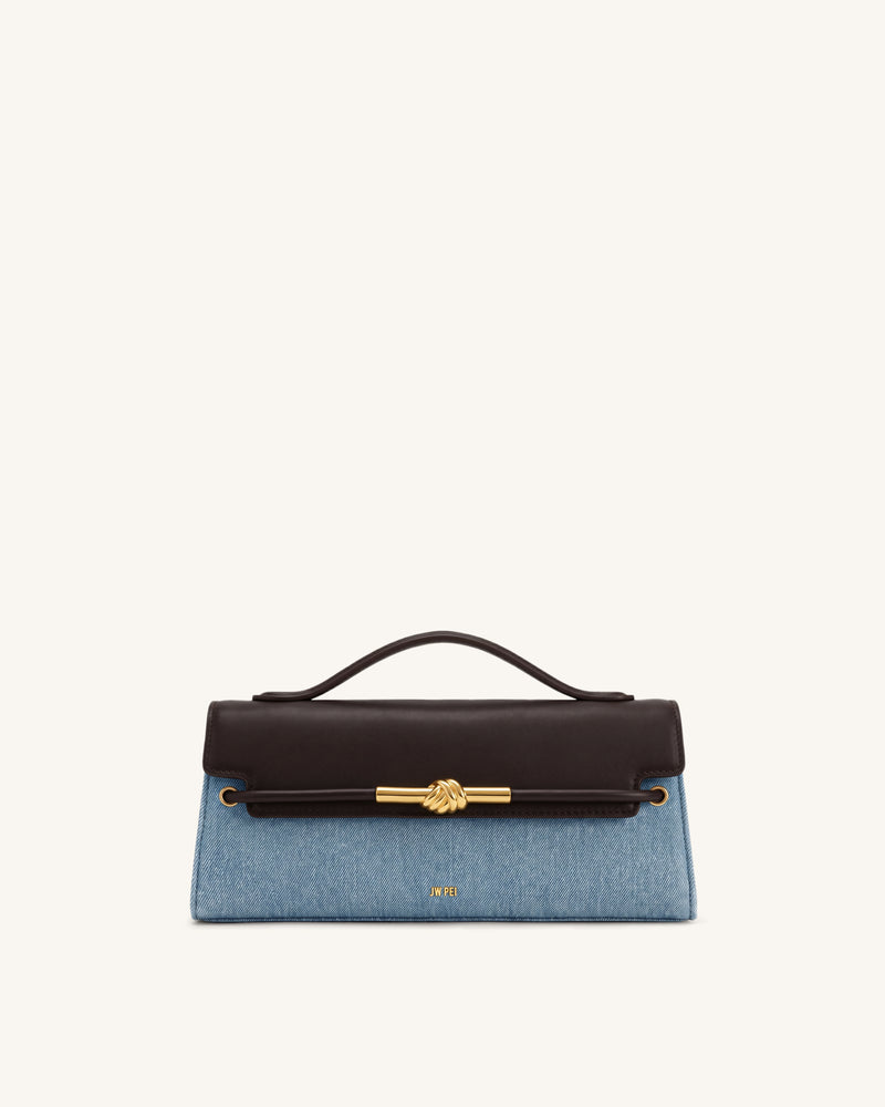 Lena Metal Rope Knot Top Handle Bag - Light Blue Denim