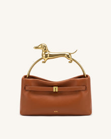 Maeve Dachshund Handle Bag - Cognac