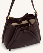 Mabel Soft Bow Shoulder Bag - Dark Brown