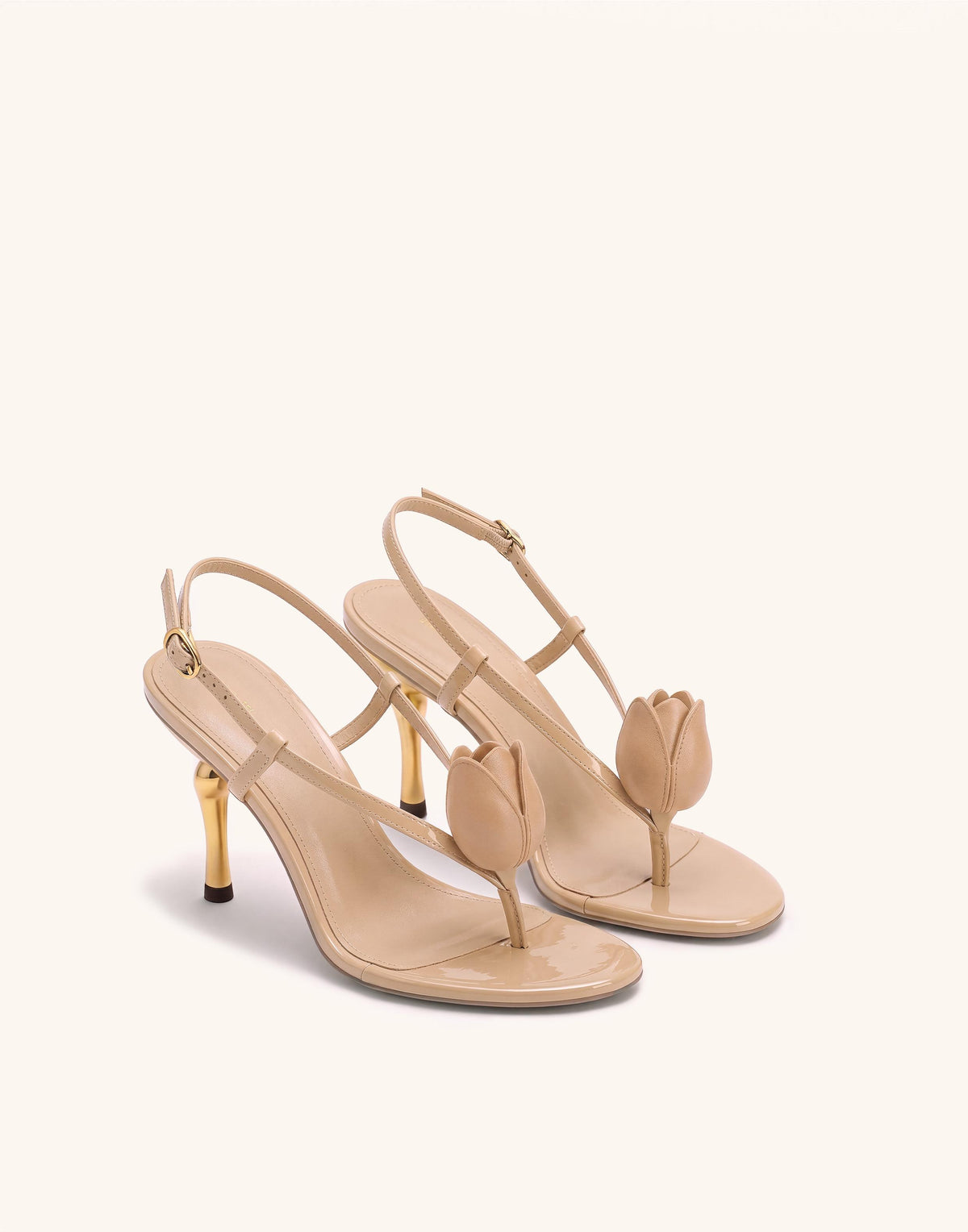 Amara 3D Tulip Toe-Post Heels - Nude