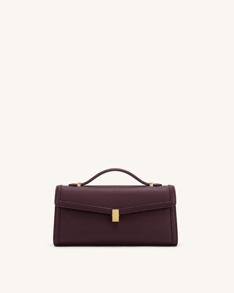 Delphine Saffiano Top Handle Bag - Deep Burgundy