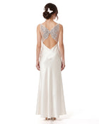 Backless Butterfly Wing Embroidered Maxi Dress - White