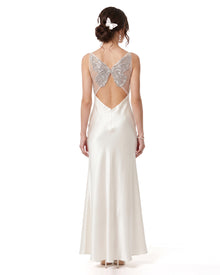 Backless Butterfly Wing Embroidered Maxi Dress - White