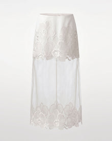Orchid Embroidered Sheer Overlay Skirt - White