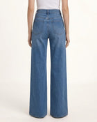 The Temptation Red Lips Rhinestone Jeans - Ocean Blue