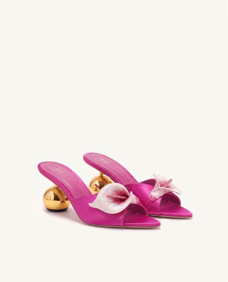 Bianca Calla Lily Sphere Heel Mules - Rose Red