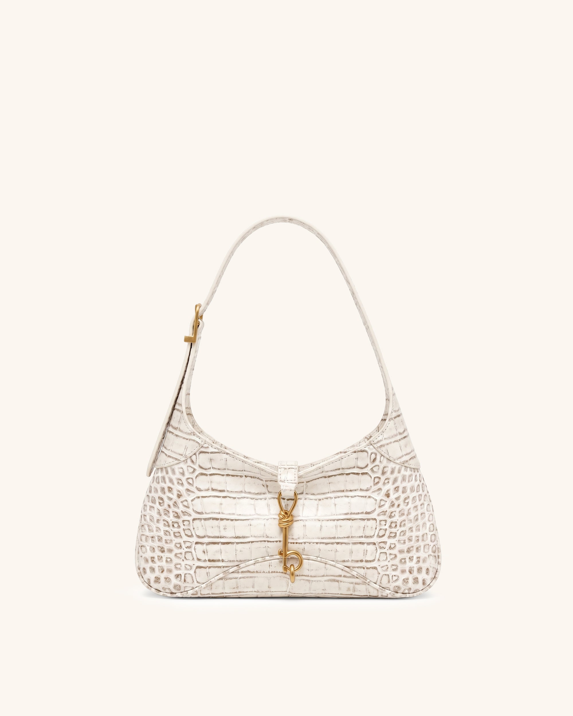 Juliette Key Charm East-West Shoulder Bag - Off White Croc