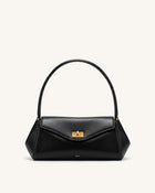 Lucia Turn-Lock Flap Shoulder Bag - Black