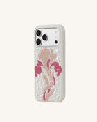 Floral Pearl Artificial Crystal Phone Case - White