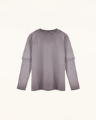 Rhinestone Rose Layered Sleeve Washed Tee - Faded Mauve