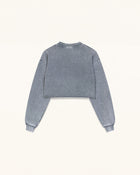Frayed Hem Cropped Pullover - Vintage Slate