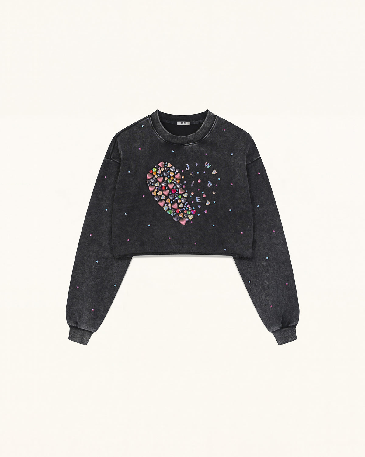 Candy Resin Heart  Sweatshirt - Black