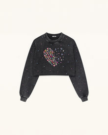 Candy Resin Heart  Sweatshirt - Black