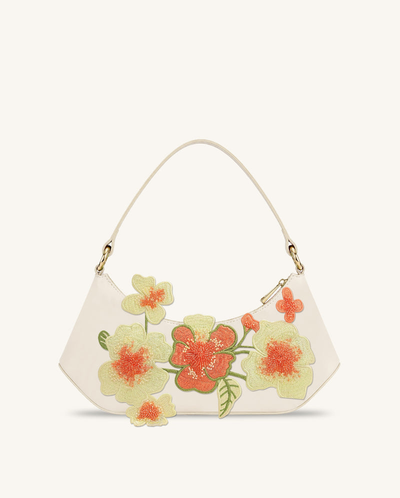 Lily Embroidered Shoulder Bag - Off White