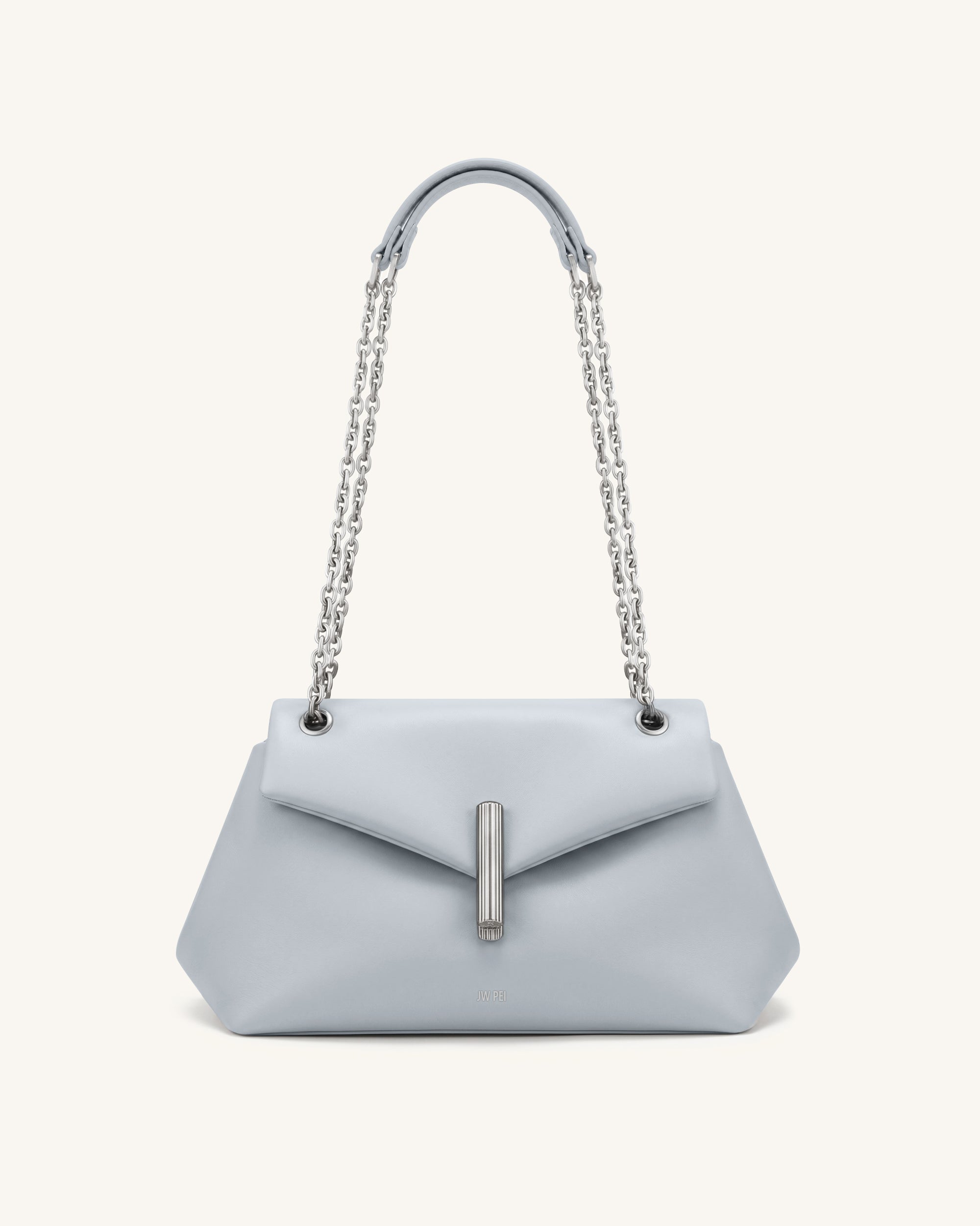 Valerie Chain Flap Shoulder Bag - Light Blue Gray