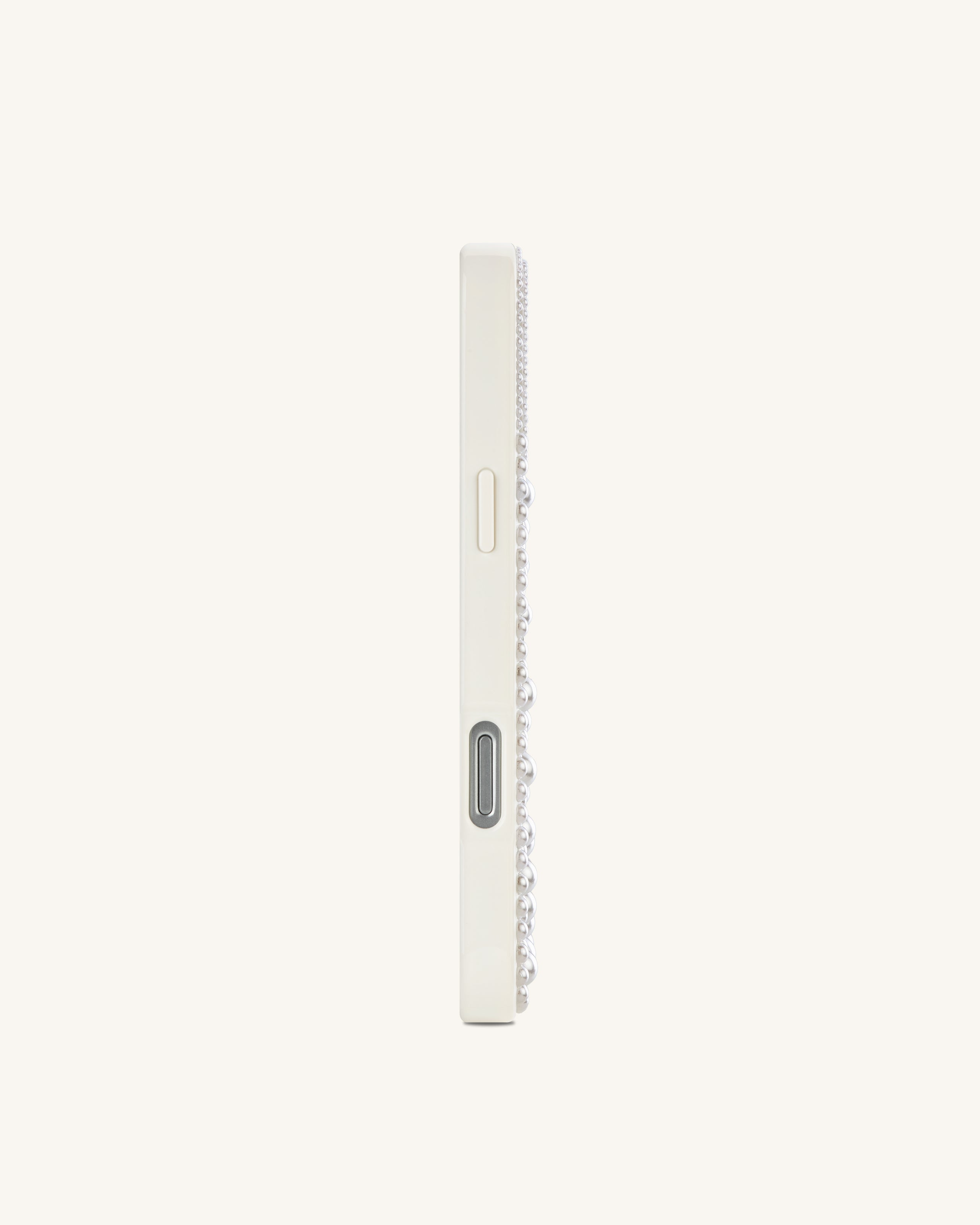 Pearl Artificial Crystal Bow Phone Case - White