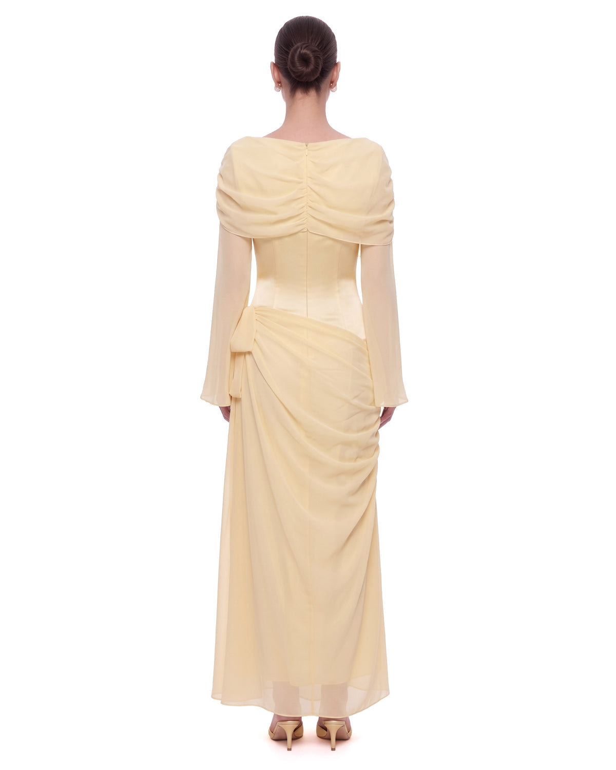 Embellished Waist Draped Maxi Dress - Butter Cream