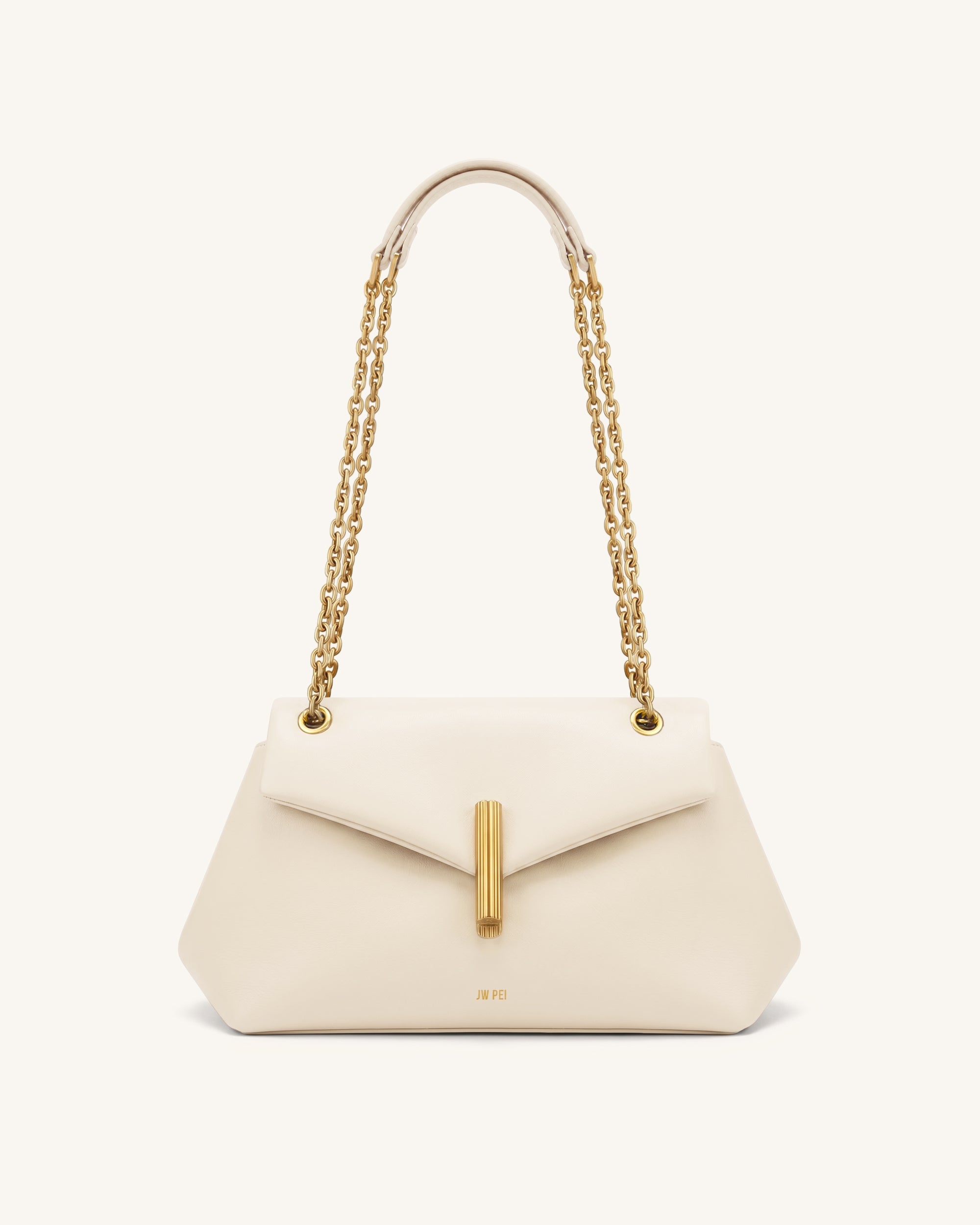 Valerie Chain Flap Shoulder Bag - Cream White