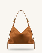 Sienna Faux Suede Hobo Bag - Brown