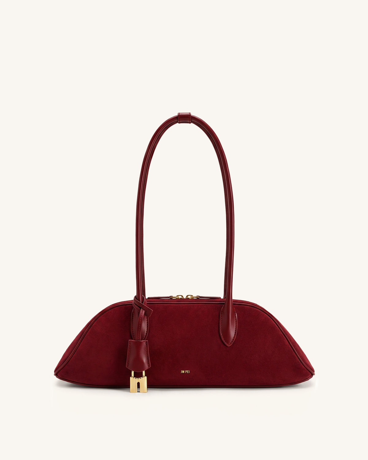 Zora Faux Suede Shoulder Bag - Cherry Red