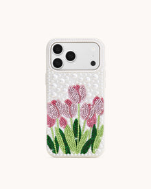 Tulip Faux Pearl Phone Case - White