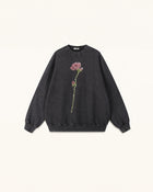 The Enchanted Rhinestone Rose Pullover - Black