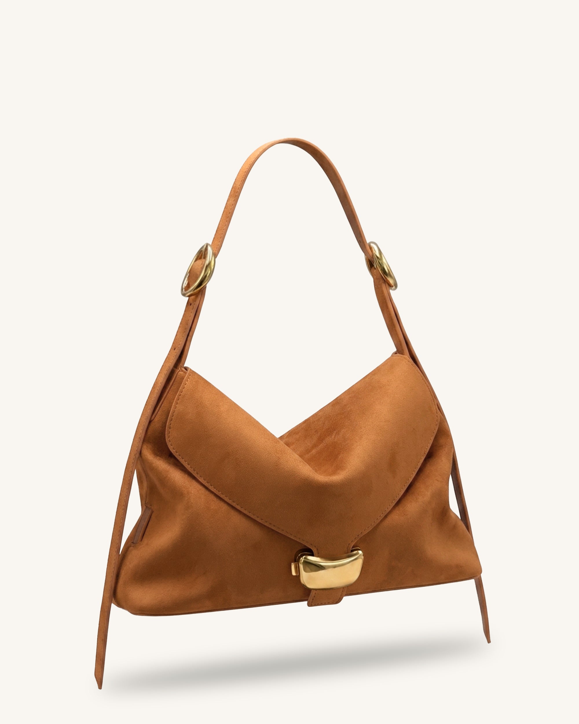 Sienna Faux Suede Hobo Bag - Brown