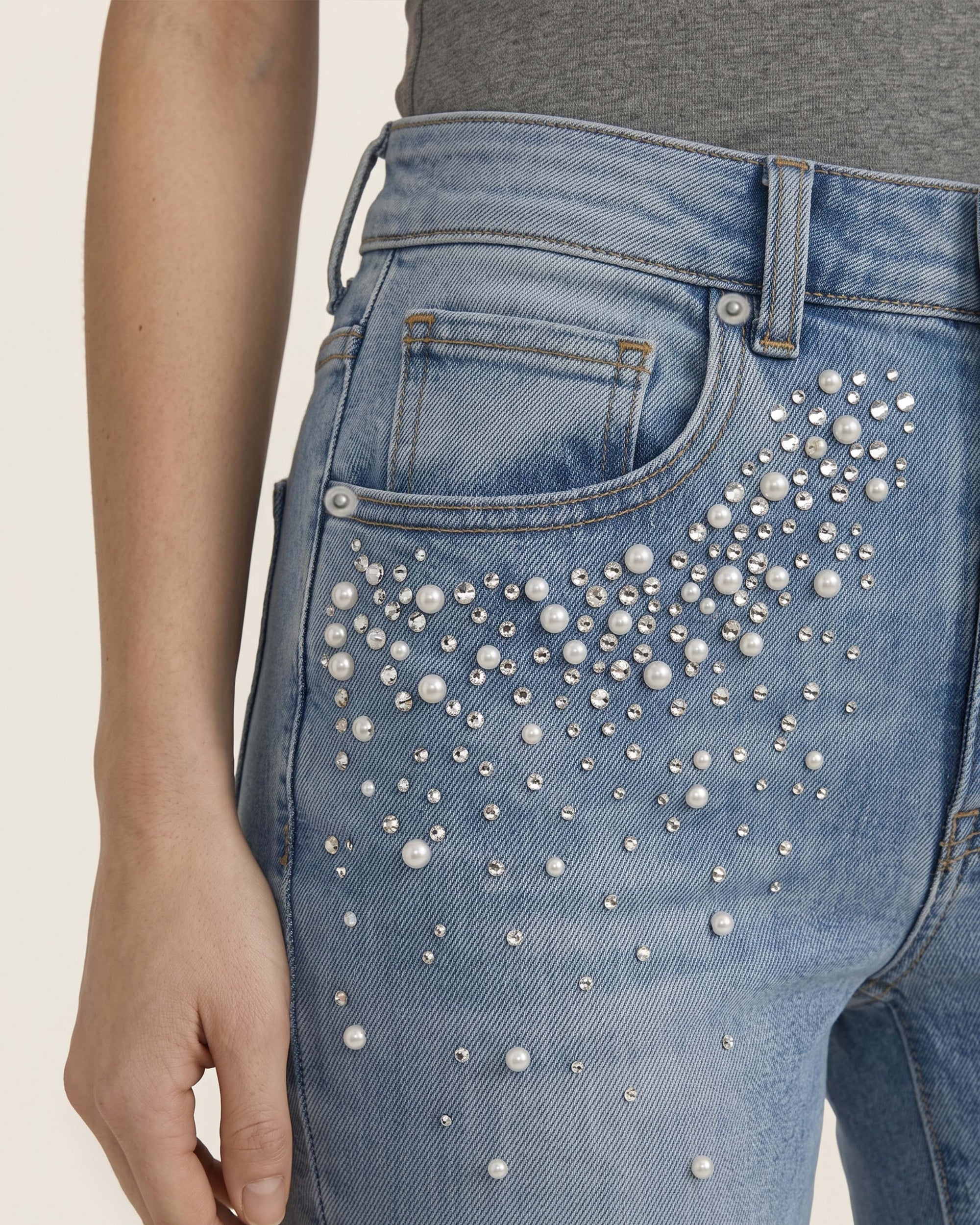 The Belladonna Pearl Cluster Flare Jeans - Summer of Love