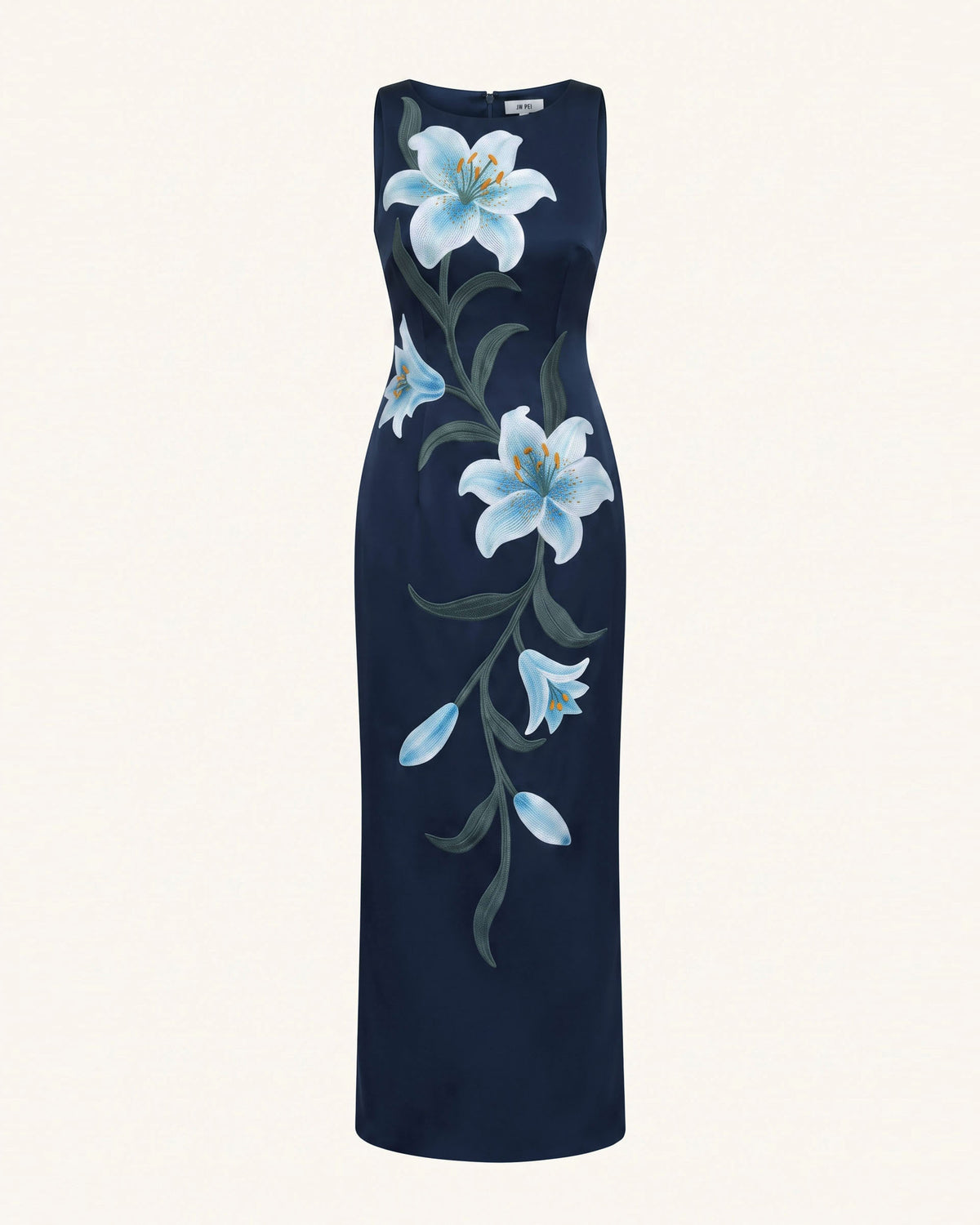 Lily Floral Print Sleeveless Column Maxi Dress - Dark Blue