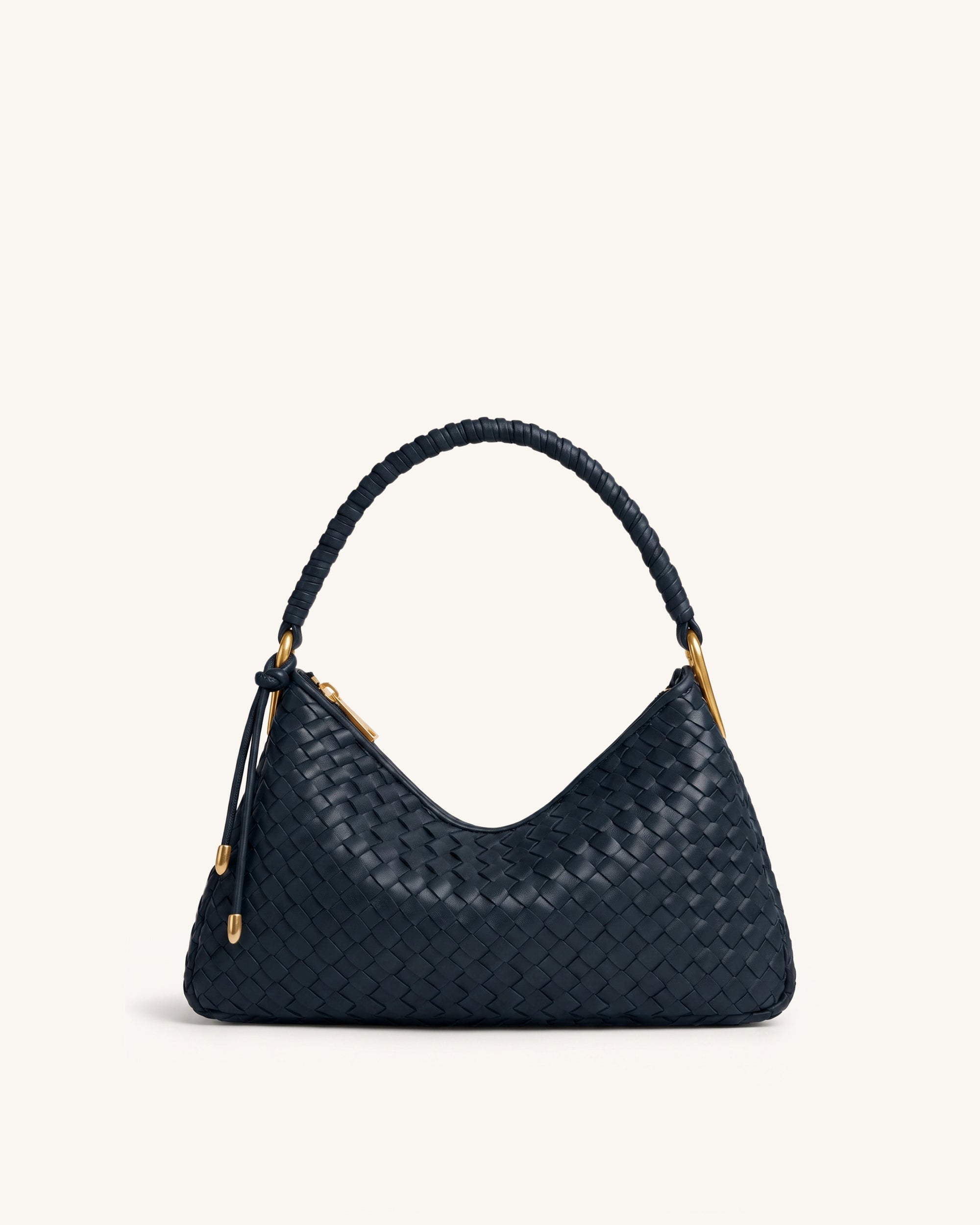 Lorena Woven Shoulder Bag - Navy Blue