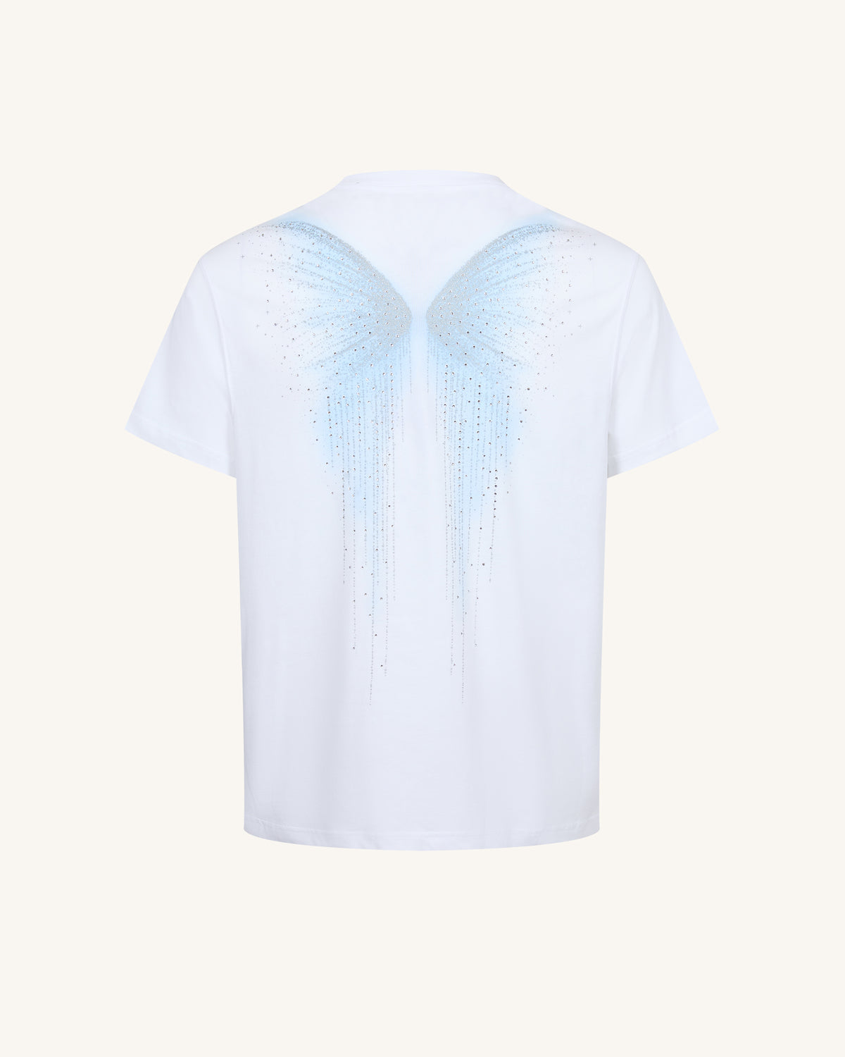 The Ethereal Crystal Blue Butterfly Back Tee - White