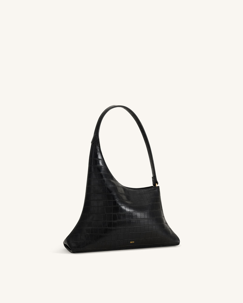 Lyra Shoulder Bag - Black Croc