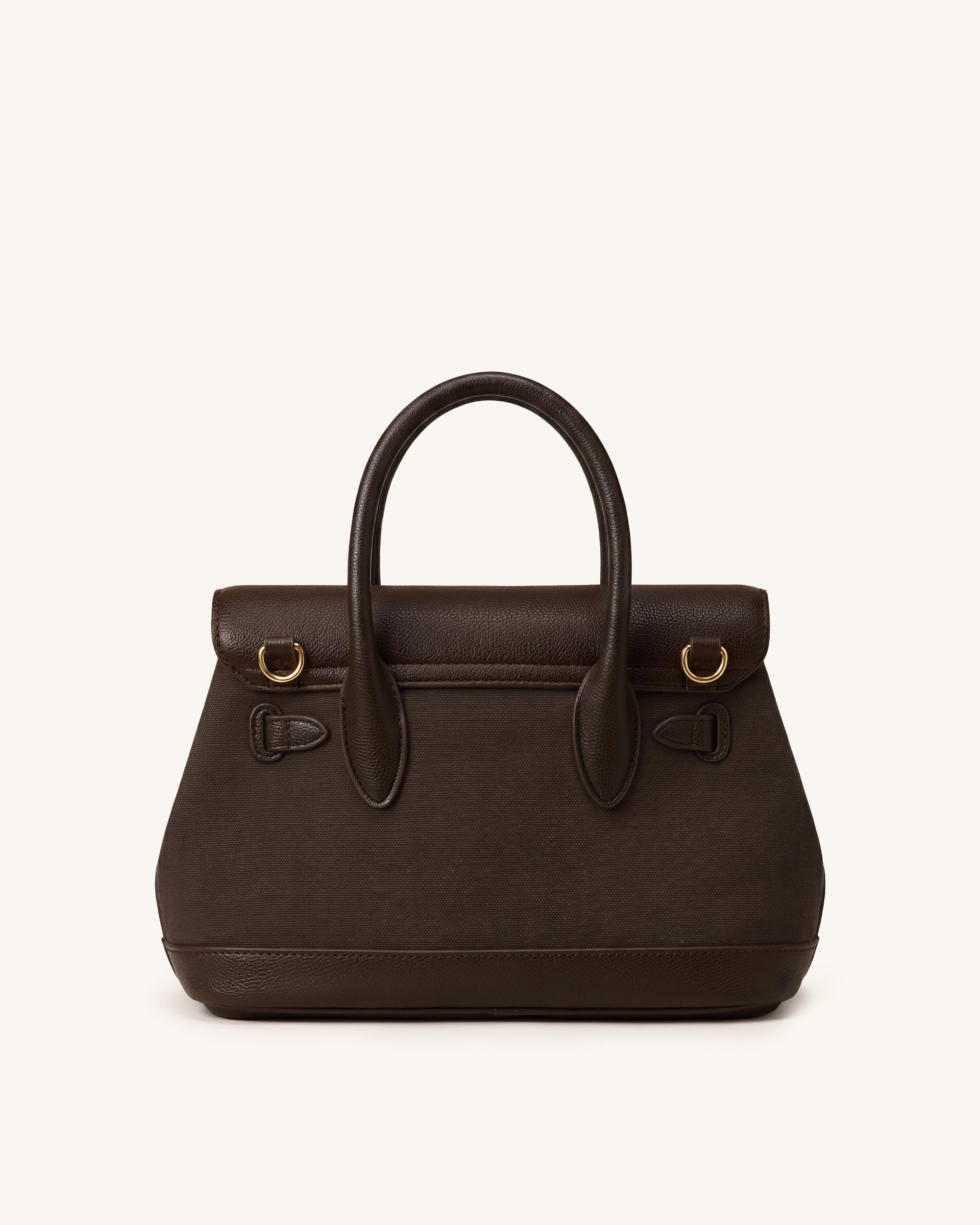 Alina Belted Satchel Bag - Dark Brown Canvas